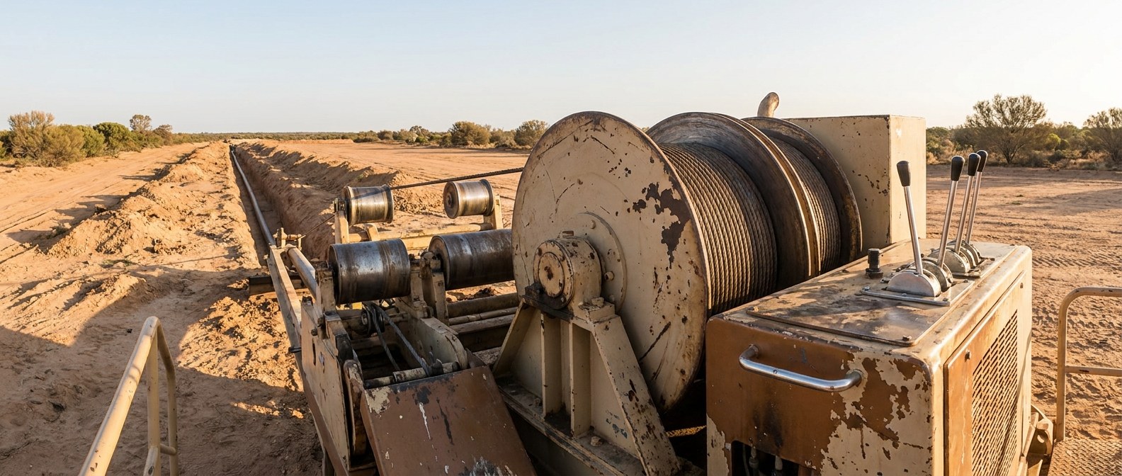 pipe lining hydraulic winch на трассе